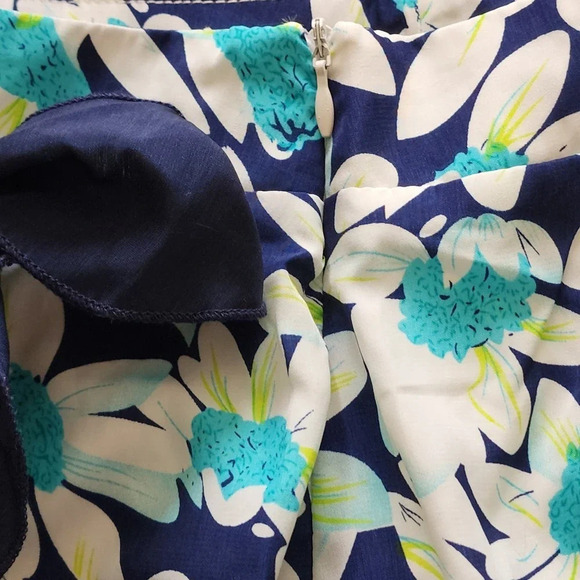 Allegra K Womens Floral Daisy Pleated Bow Flared Mini Skirt Blue Size Small - Picture 7 of 10